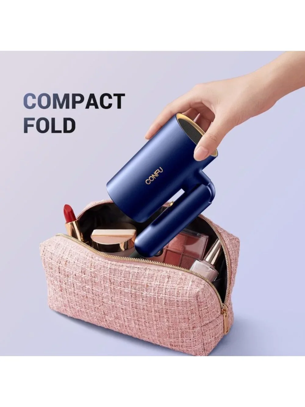 1500W Fast Drying Hair Dryer with Diffuser for Curly Hair, Compact & Portable
